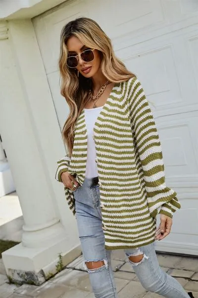 Striped Button Up Long Sleeve Cardigan sold by Charming Charlie product image thumbnail 3