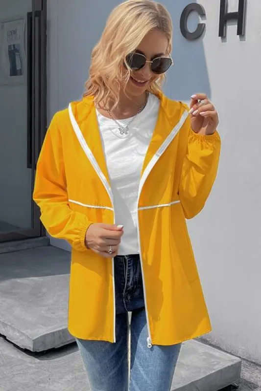 Zip Up Long Sleeve Hooded Watertight Jacket sold by Charming Charlie