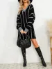 Striped V-Neck Long Sleeve Mini Dress sold by Charming Charlie