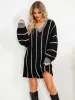 Striped V-Neck Long Sleeve Mini Dress sold by Charming Charlie