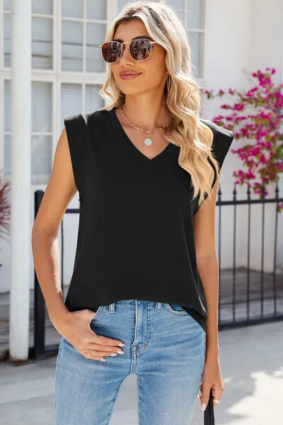 V-Neck Cap Sleeve Tank sold by Charming Charlie