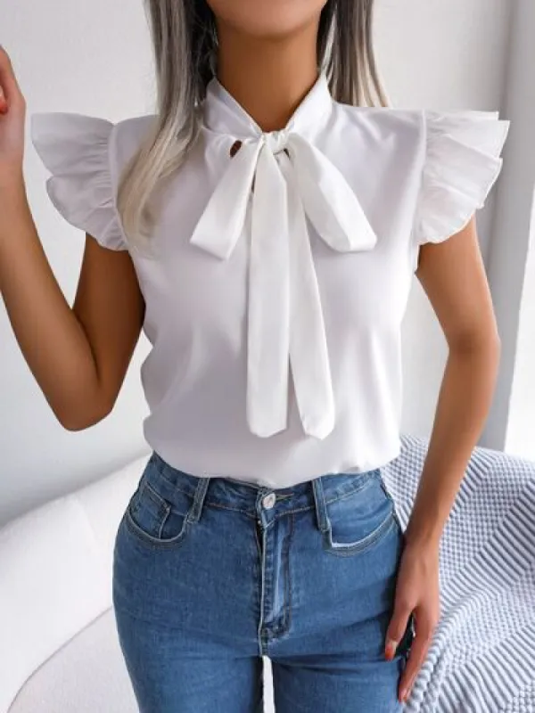 Tie Neck Cap Sleeve Blouse sold by Charming Charlie