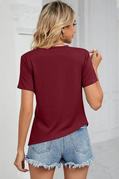 Ruched Round Neck Short Sleeve T-Shirt sold by Charming Charlie product image thumbnail 2