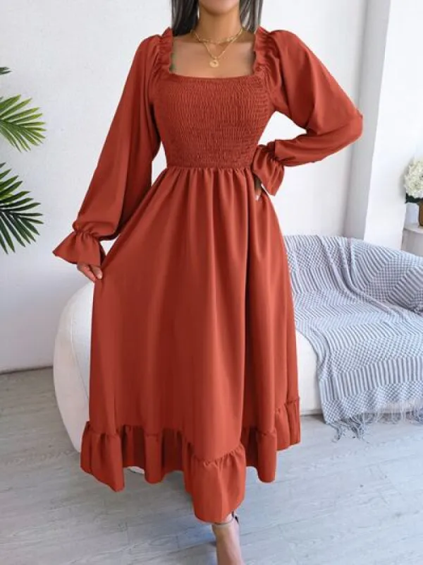 Smocked Square Neck Flounce Sleeve Dress sold by Charming Charlie