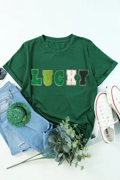 LUCKY Round Neck Short Sleeve T-Shirt sold by Charming Charlie product image thumbnail 4