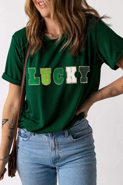 LUCKY Round Neck Short Sleeve T-Shirt sold by Charming Charlie product image thumbnail 2