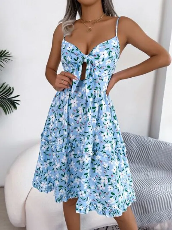 Printed Plunge Cap Sleeve Cami Dress sold by Charming Charlie