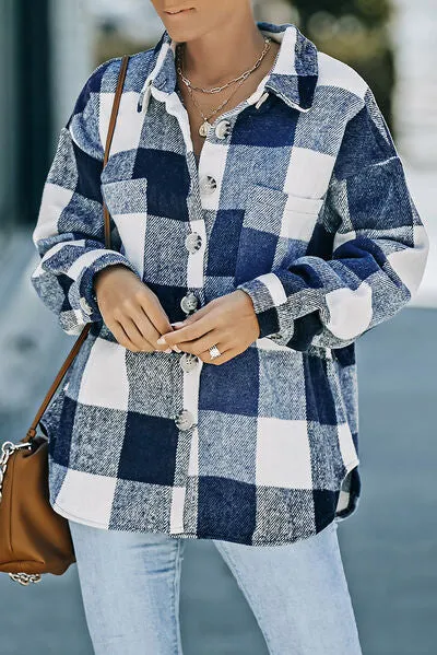 Plaid Button Up Dropped Shoulder Jacket sold by Charming Charlie product image thumbnail 5