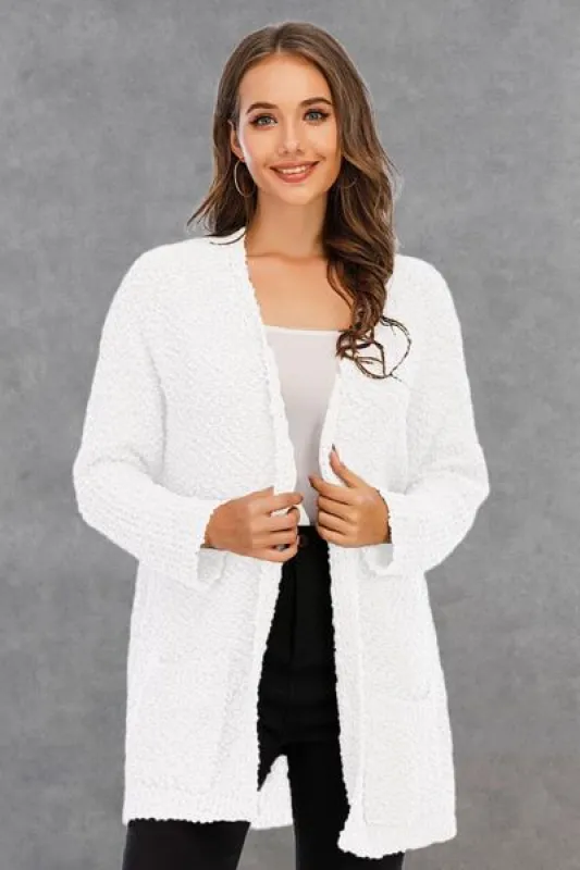 Pocketed Open Front Long Sleeve Cardigan made by Charming Charlie