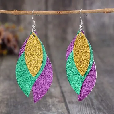 PU Leather Leaf Dangle Earrings sold by Charming Charlie product image thumbnail 2