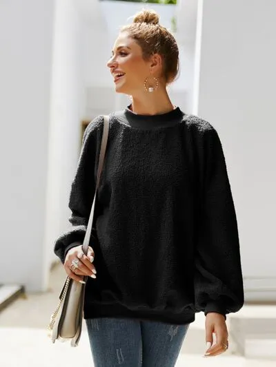 Mock Neck Dropped Shoulder Sweatshirt sold by Charming Charlie product image thumbnail 4