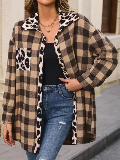 Plaid Button Up Dropped Shoulder Jacket sold by Charming Charlie product image thumbnail 2