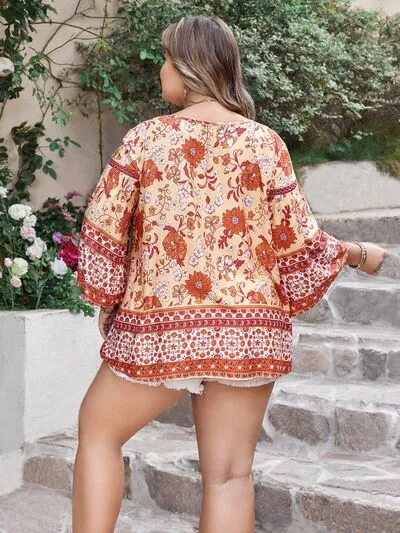Plus Size Printed V-Neck Three-Quarter Sleeve Blouse sold by Charming Charlie product image thumbnail 2