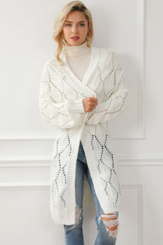 Openwork Open Front Dropped Shoulder Cardigan sold by Charming Charlie