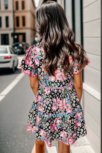 Printed Ruffle Hem Short Sleeve Mini Dress sold by Charming Charlie product image thumbnail 2