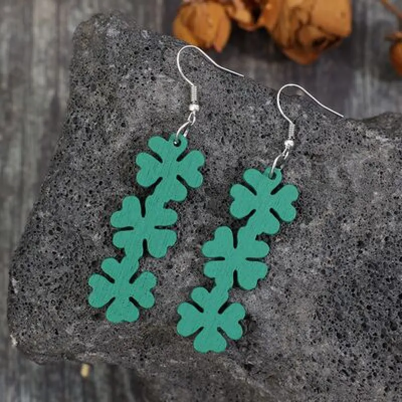 Lucky Clover Wooden Dangle Earrings sold by Charming Charlie