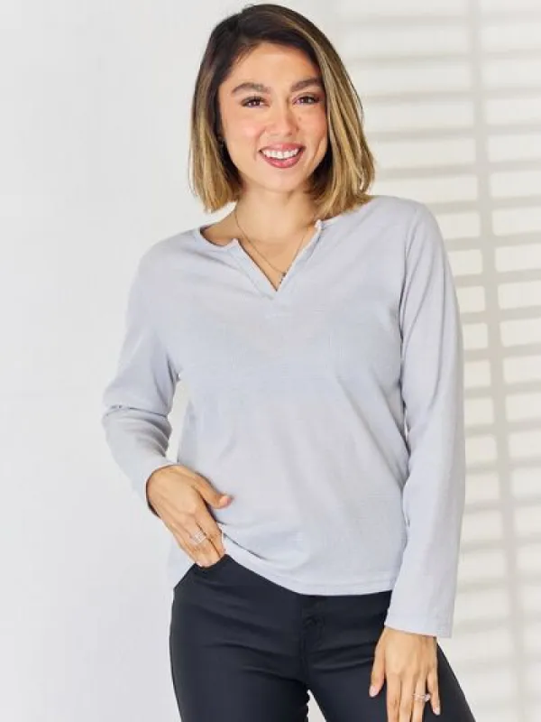 Notched Long Sleeve T-Shirt sold by Charming Charlie