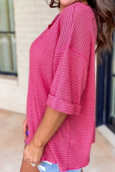 Notched Dropped Shoulder Half Sleeve T-Shirt sold by Charming Charlie product image thumbnail 3