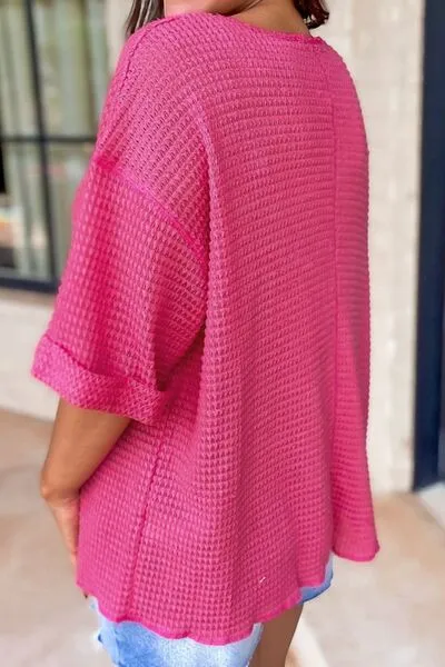 Notched Dropped Shoulder Half Sleeve T-Shirt sold by Charming Charlie product image thumbnail 4