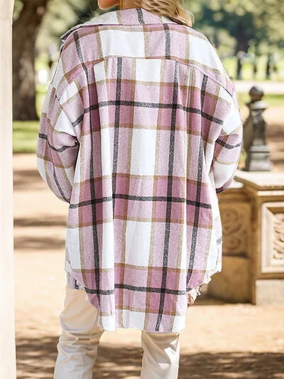 Plaid Button Up Dropped Shoulder Shacket sold by Charming Charlie product image thumbnail 2