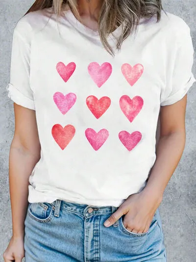 Heart Round Neck Short Sleeve T-Shirt sold by Charming Charlie
