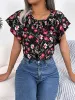 Floral Tie Neck Flutter Sleeve Blouse sold by Charming Charlie