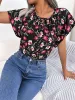 Floral Tie Neck Flutter Sleeve Blouse sold by Charming Charlie