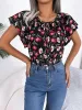 Floral Tie Neck Flutter Sleeve Blouse sold by Charming Charlie