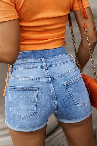 Button-Fly Denim Shorts with Pockets sold by Charming Charlie product image thumbnail 5