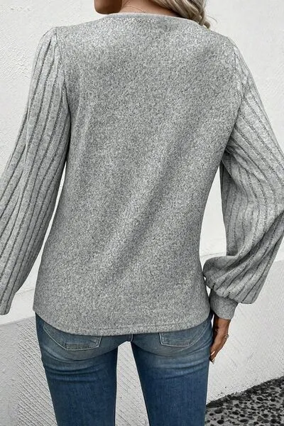 Decorative Button V-Neck Lantern Sleeve Blouse sold by Charming Charlie product image thumbnail 5