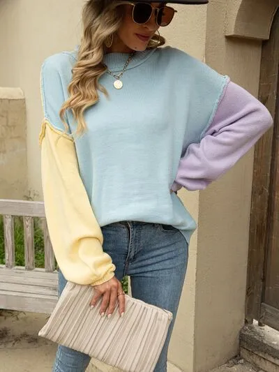Color Block Dropped Shoulder Sweater sold by Charming Charlie product image thumbnail 5