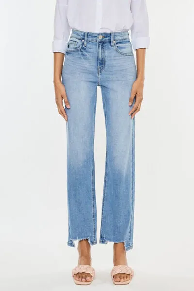 Kancan High Waist Raw Hem Straight Jeans sold by Charming Charlie