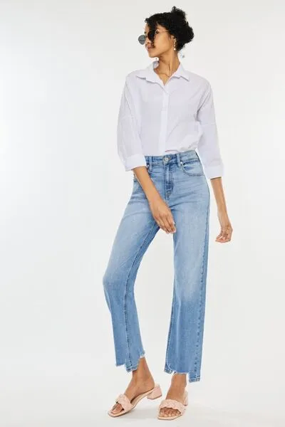 Kancan High Waist Raw Hem Straight Jeans sold by Charming Charlie product image thumbnail 2