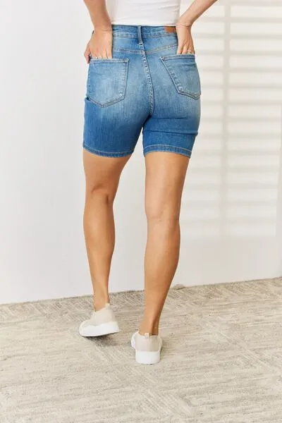 Judy Blue Full Size Tummy Control Double Button Bermuda Denim Shorts sold by Charming Charlie product image thumbnail 3