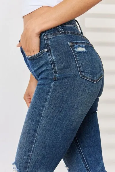 Judy Blue Full Size High Waist Distressed Slim Jeans sold by Charming Charlie product image thumbnail 5
