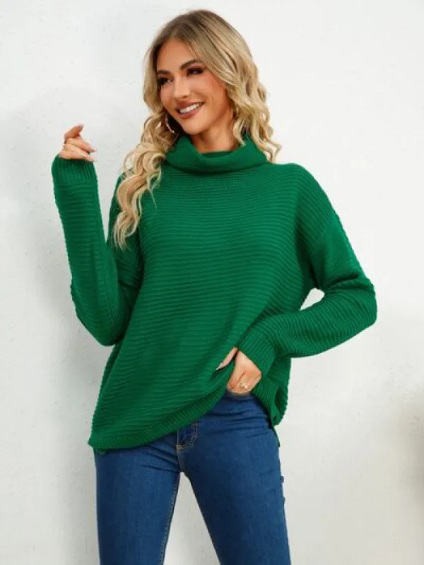 Slit Turtleneck Dropped Shoulder Sweater sold by Charming Charlie