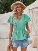 Ruffled V-Neck Peplum Blouse sold by Charming Charlie