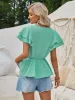 Ruffled V-Neck Peplum Blouse sold by Charming Charlie