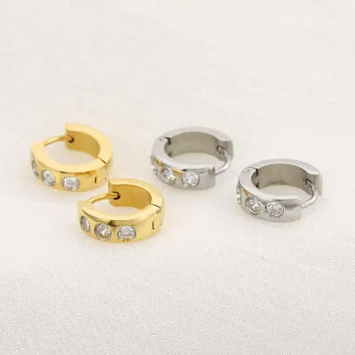 Stainless Steel Rhinestone Huggie Earrings sold by Charming Charlie product image thumbnail 4