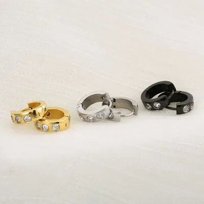 Stainless Steel Rhinestone Huggie Earrings sold by Charming Charlie