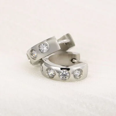 Stainless Steel Rhinestone Huggie Earrings sold by Charming Charlie product image thumbnail 5