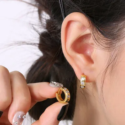 Stainless Steel Rhinestone Huggie Earrings sold by Charming Charlie product image thumbnail 3