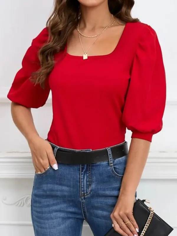 Square Neck Lantern Sleeve Blouse sold by Charming Charlie