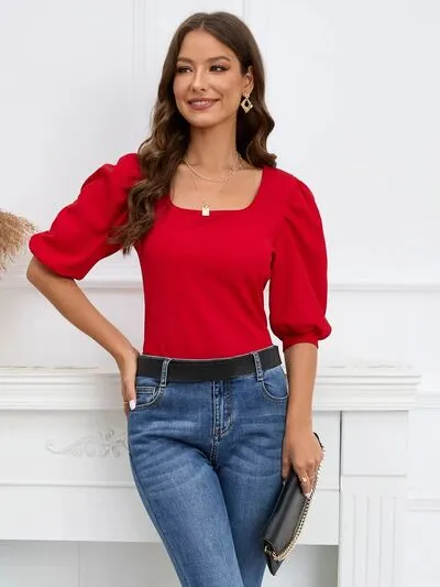 Square Neck Lantern Sleeve Blouse sold by Charming Charlie product image thumbnail 5