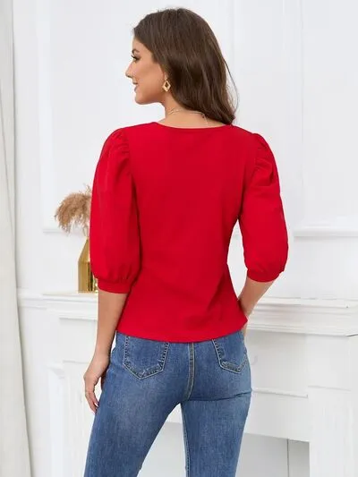 Square Neck Lantern Sleeve Blouse sold by Charming Charlie product image thumbnail 2