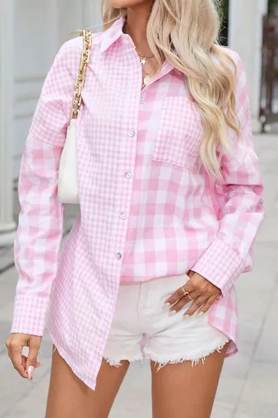 Pocketed Plaid Dropped Shoulder Shirt sold by Charming Charlie