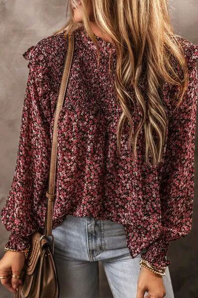 Ruffled Floral Waffle-Knit Blouse sold by Charming Charlie product image thumbnail 2