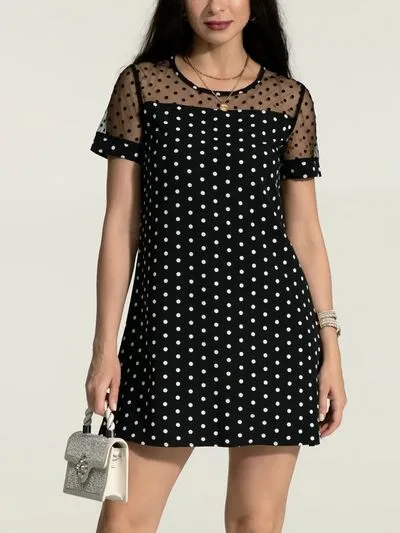 Polka Dot Short Sleeve Mini Dress sold by Charming Charlie