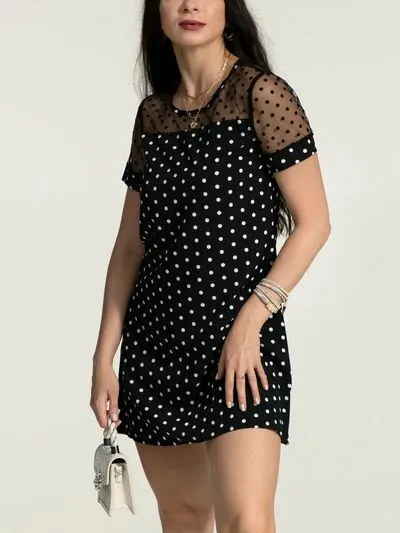 Polka Dot Short Sleeve Mini Dress sold by Charming Charlie product image thumbnail 3
