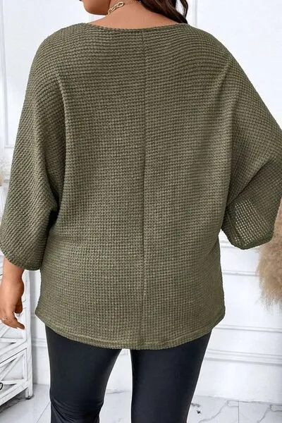 Plus Size Waffle-Knit V-Neck Blouse sold by Charming Charlie product image thumbnail 2